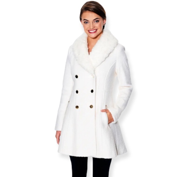 Guess Jackets & Blazers - ⭐️⭐️SOLD⭐️⭐️Guess Cream/White Long Skirted Wool Coat M